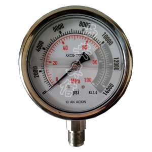 超高压不锈钢耐震压力表 100Mpa 14500Psi