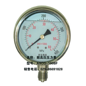 高压压力表 AXCG-100BF  超高压压力表AXCG-100BF  